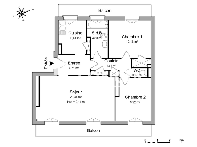 Appartement 3 pièces (67.08 m²) à louer - Rouen (76000)