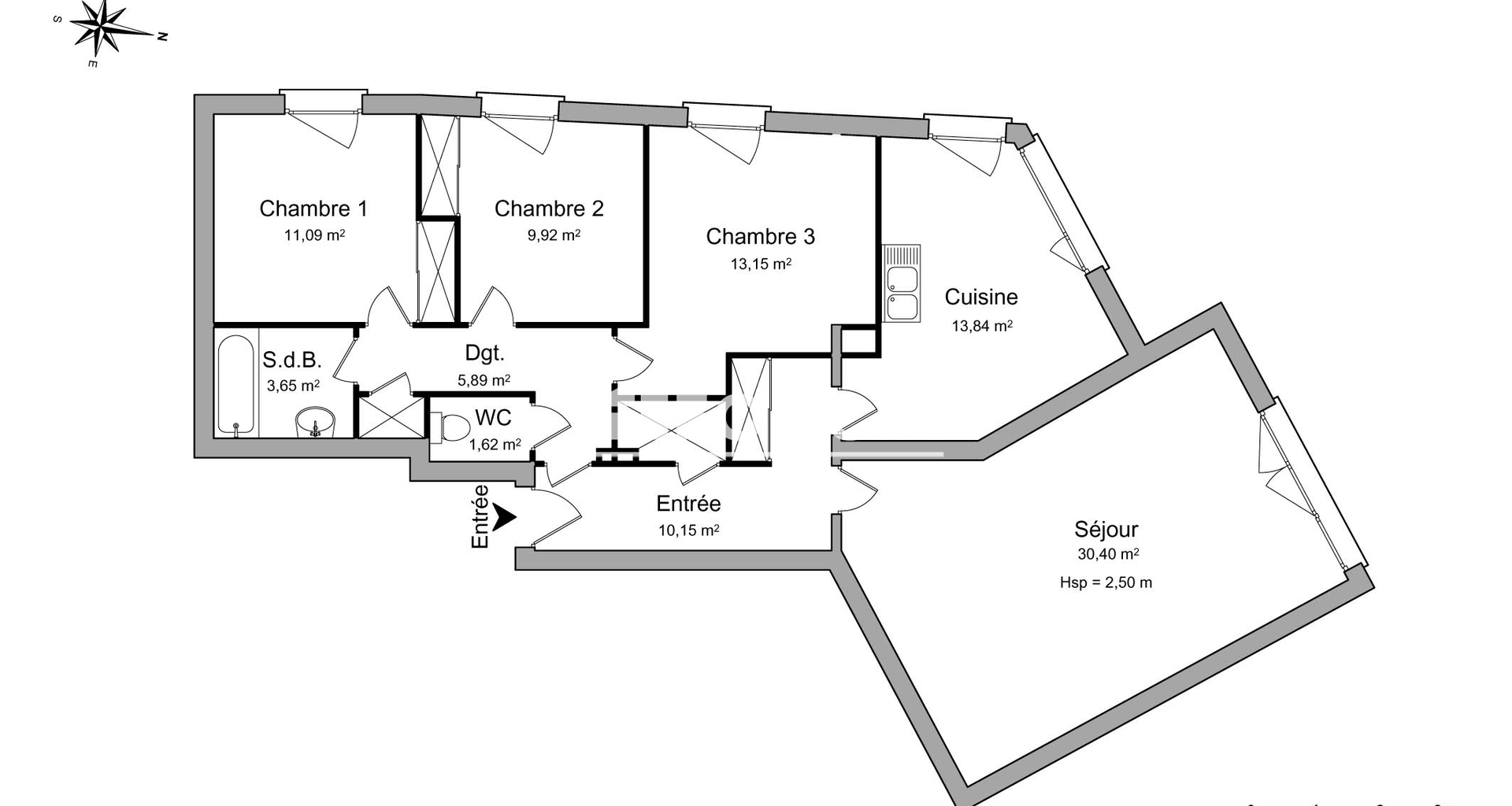 Appartement 4 pièces (99.71 m²) à louer - Rouen (76100)