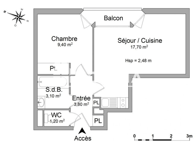 Appartement 2 pièces (35.2 m²) à louer - Le Havre (76600)