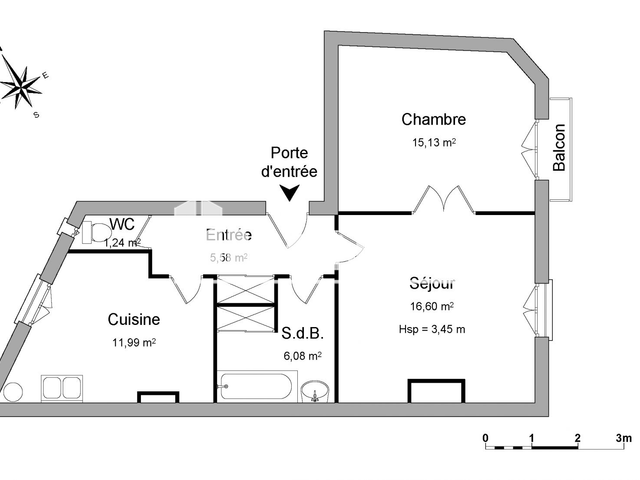 Appartement 2 pièces (56.62 m²) à louer - Montpellier (34000)