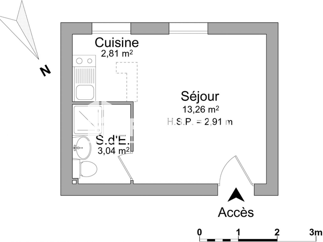 Studio meublé (19.11 m²) à louer - Amiens (80000)