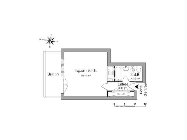 Studio (26.43 m²) à louer - Nimes (30900)