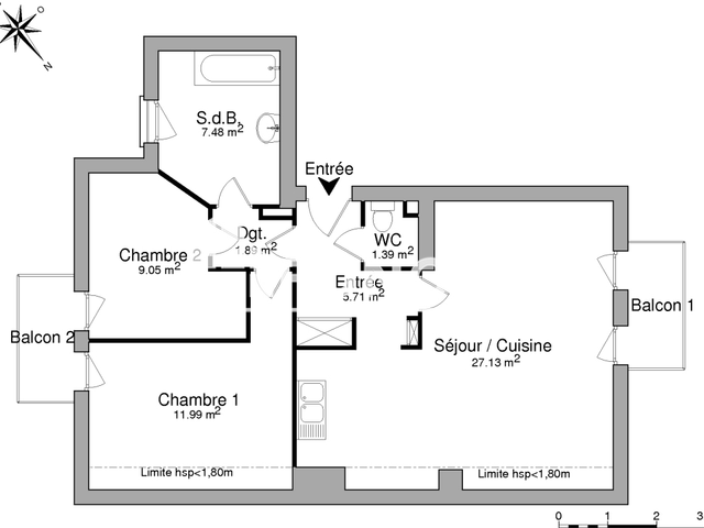 Appartement 3 pièces (64.64 m²) à louer - Courseulles Sur Mer (14470)