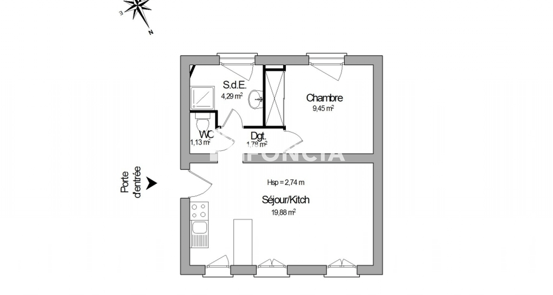 Appartement 2 pièces (36.33 m²) à louer - Saint-prix (95390)