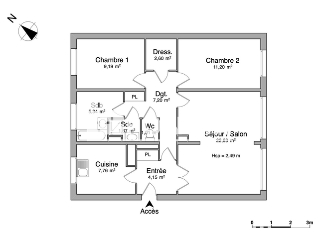 Appartement 3 pièces (72.75 m²) à louer - Orleans (45100)