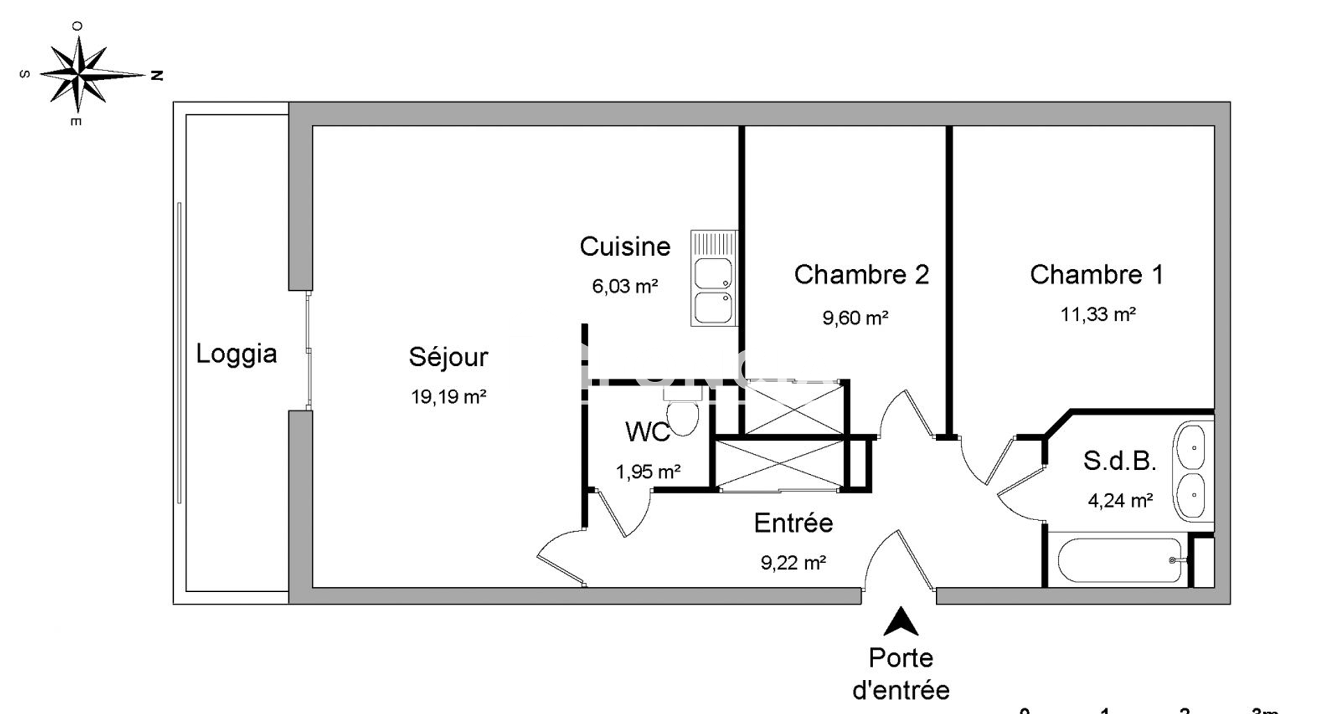 Appartement 3 pièces (61.56 m²) à louer - Le Grand-quevilly (76120)