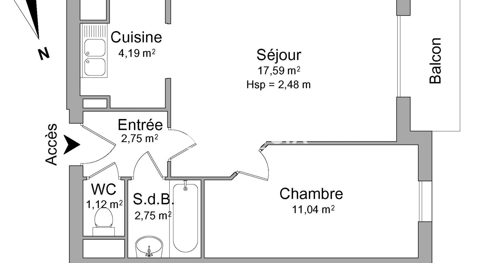 Appartement 2 pièces (39.44 m²) à louer - Cachan (94230)