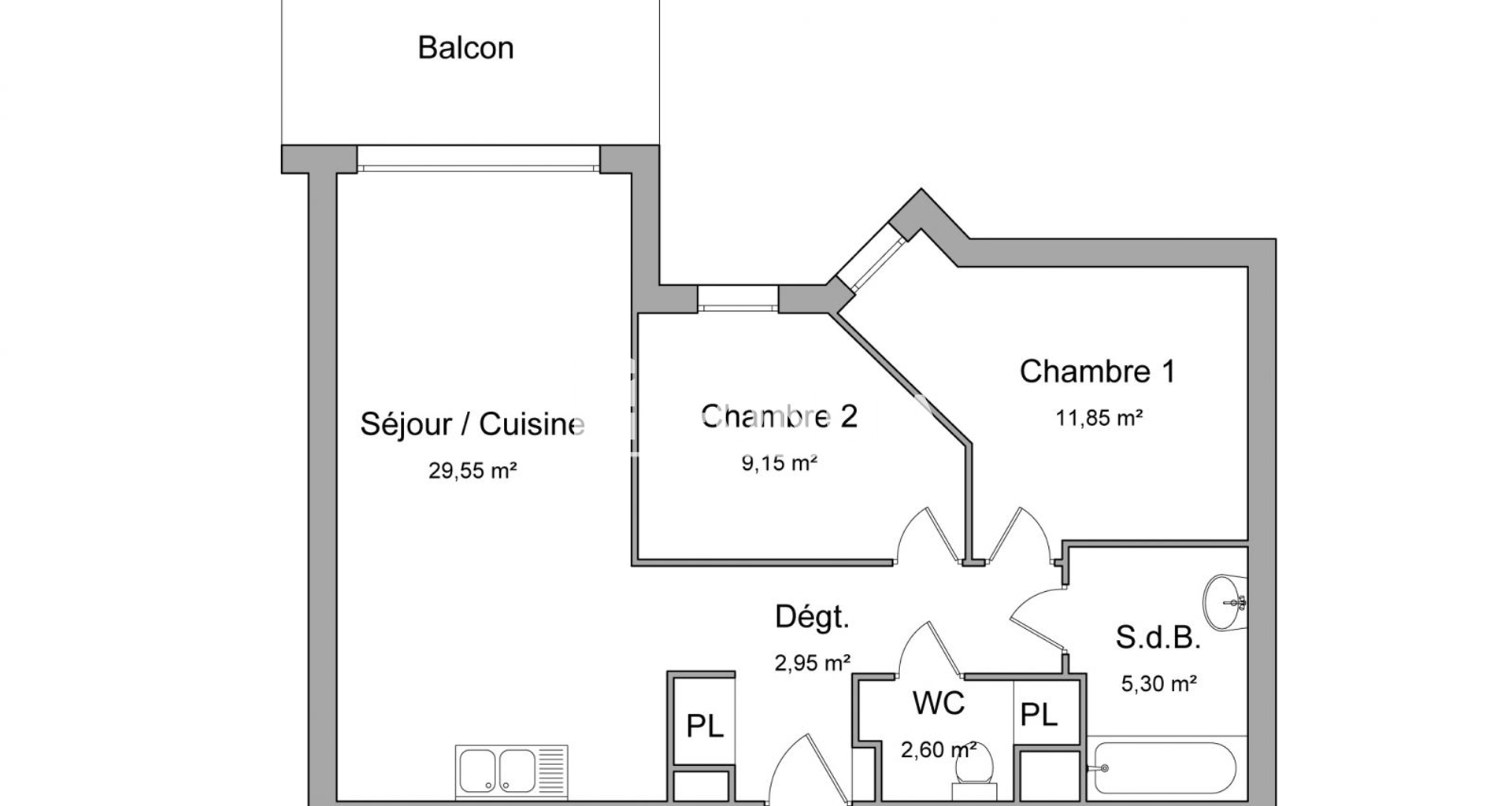 Appartement 3 pièces (61.4 m²) à louer - Rouen (76000)
