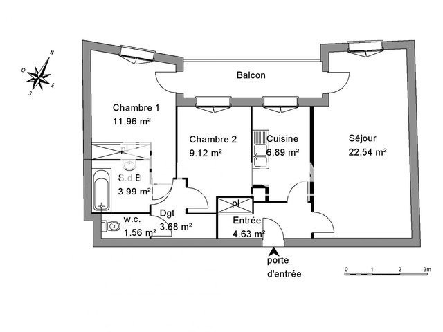Appartement 3 pièces (64.37 m²) à louer - Montpellier (34000)