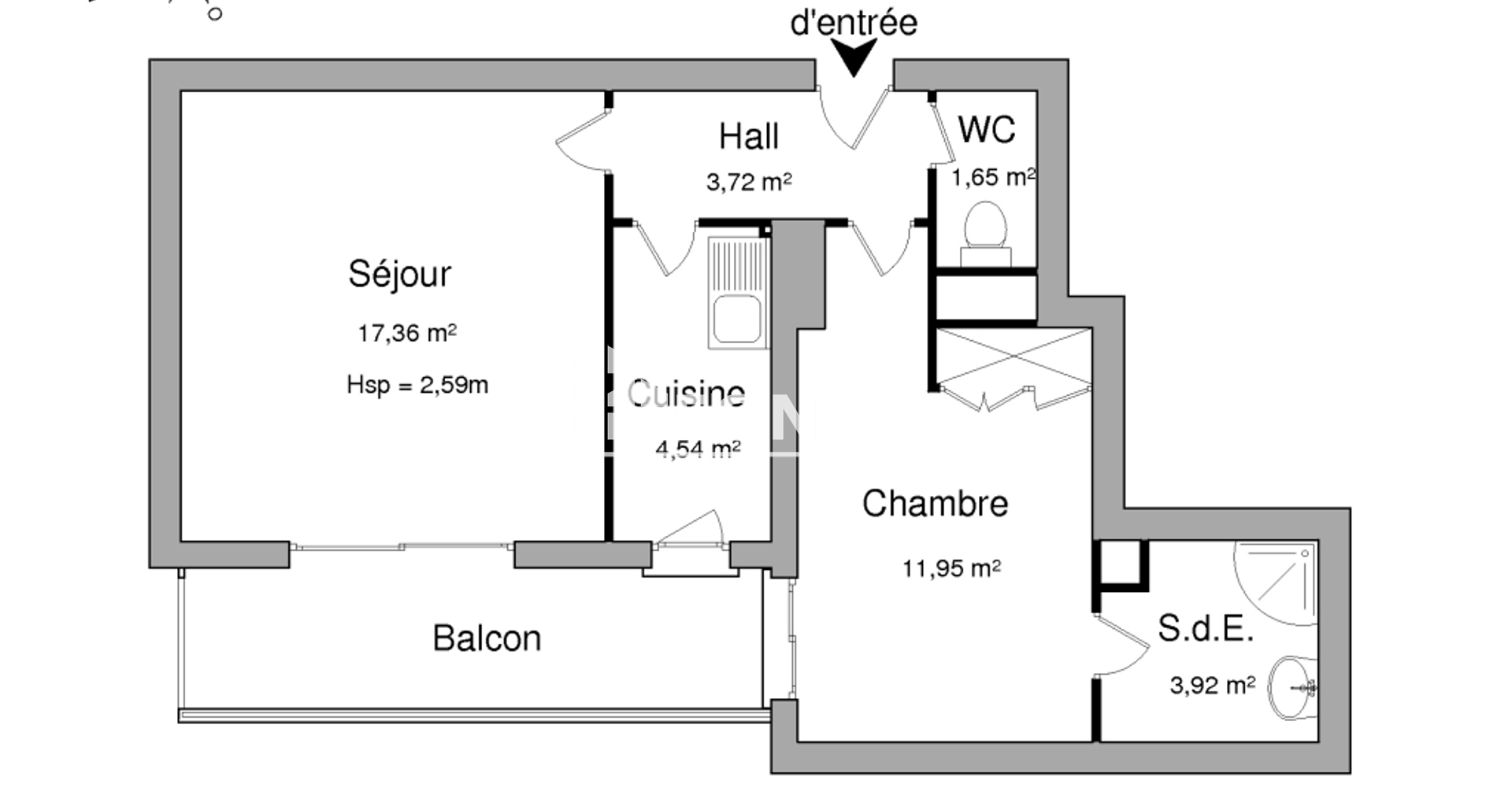 Appartement 2 pièces (43.12 m²) à louer - Bourg-la-reine (92340)