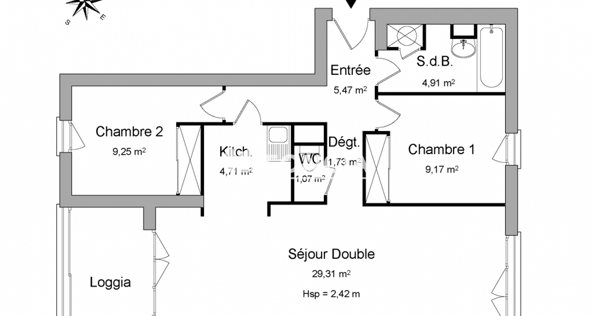 Appartement 3 pièces (65.62 m²) à louer - Conflans-sainte-honorine (78700)