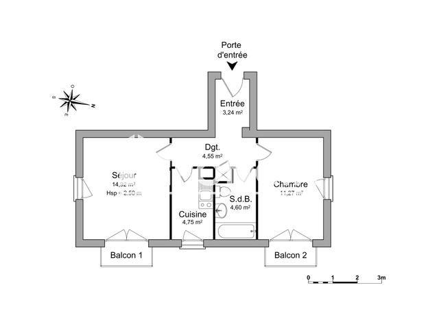 Appartement 2 pièces (43.33 m²) à louer - Caen (14000)