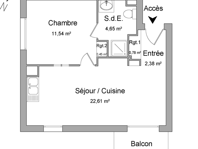 Appartement 2 pièces (42.39 m²) à louer - Darnetal (76160)