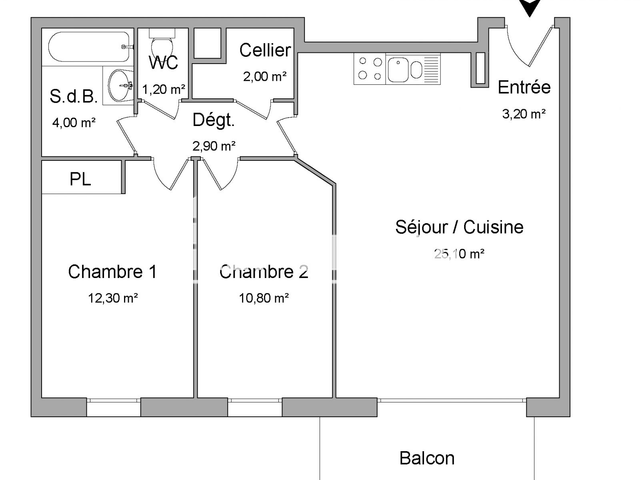 Appartement 3 pièces (61.5 m²) à louer - Canteleu (76380)
