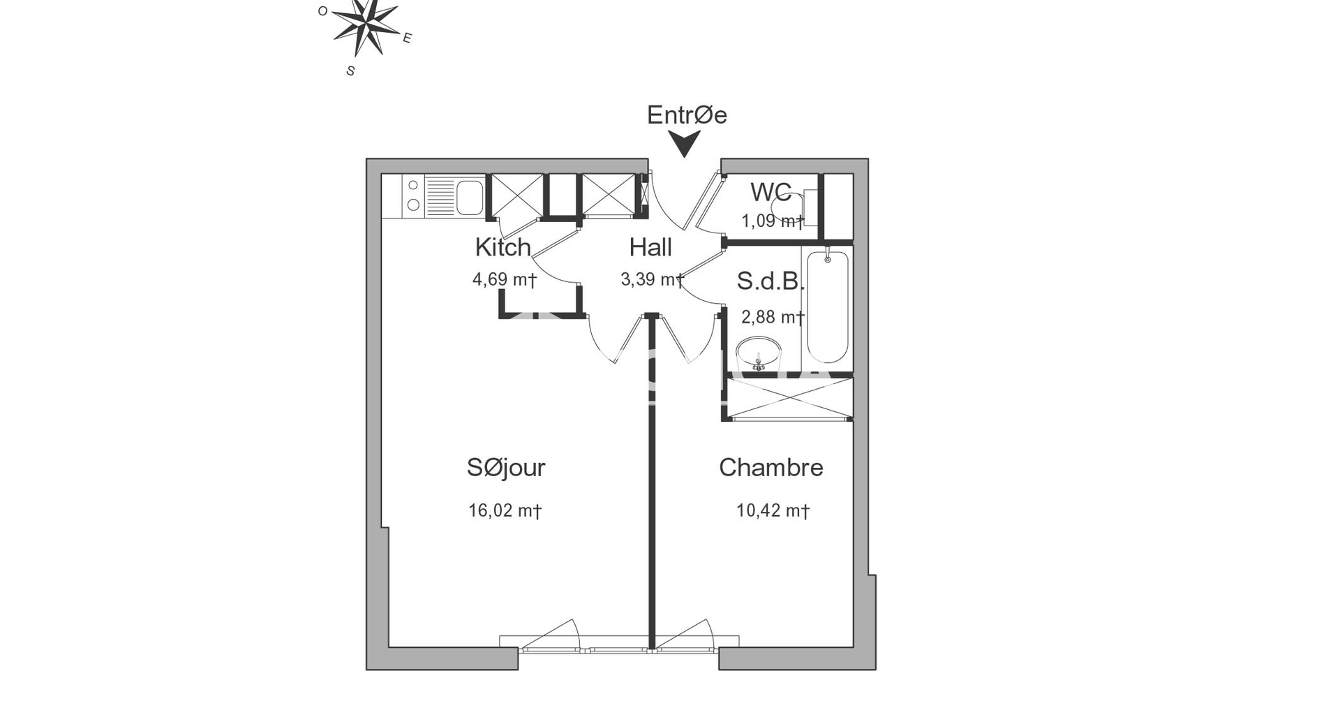 Appartement 2 pièces (38.49 m²) à louer - Maisons-alfort (94700)