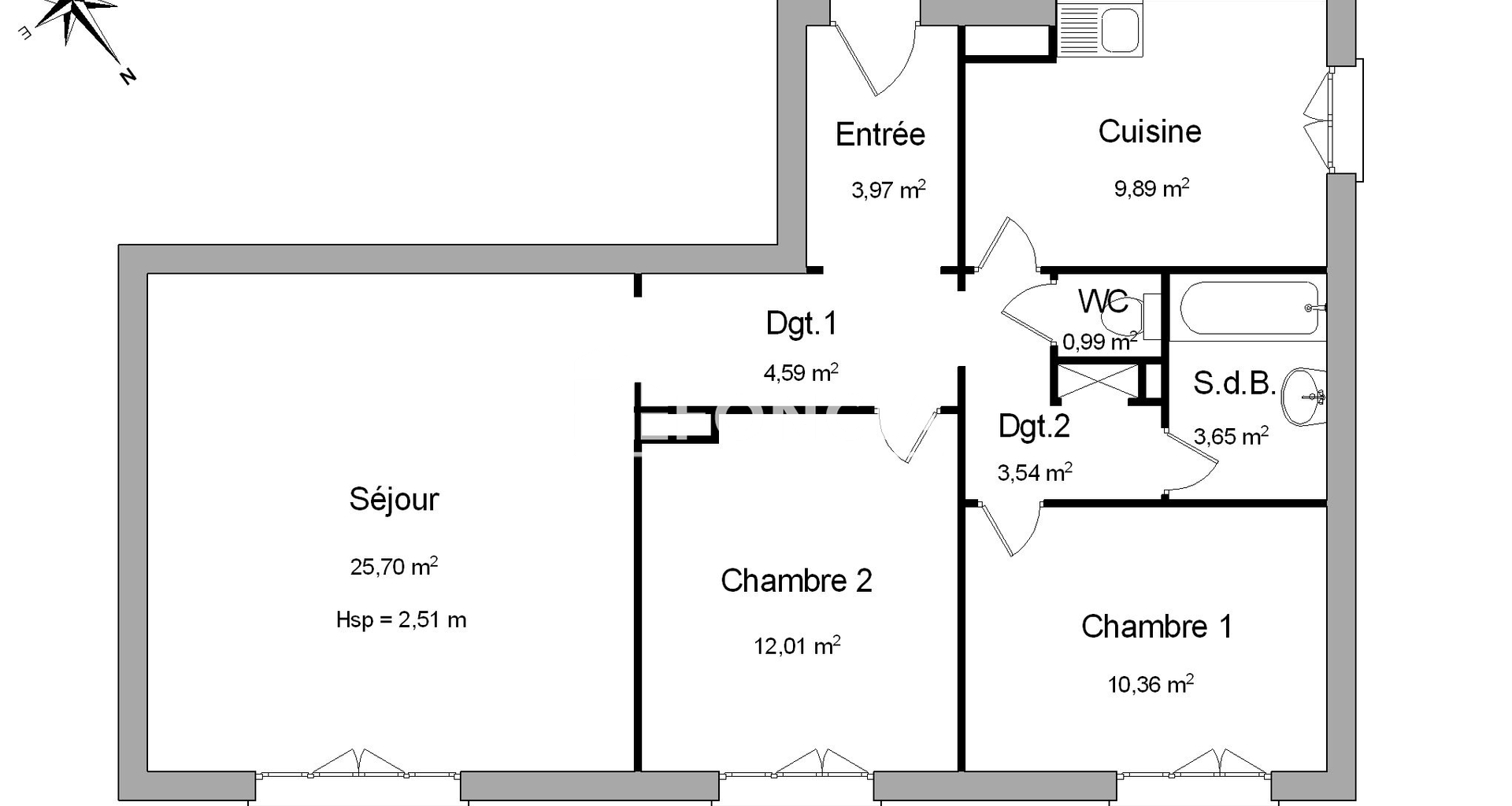 Appartement 3 pièces (74.7 m²) à louer - Fontenay-aux-roses (92260)