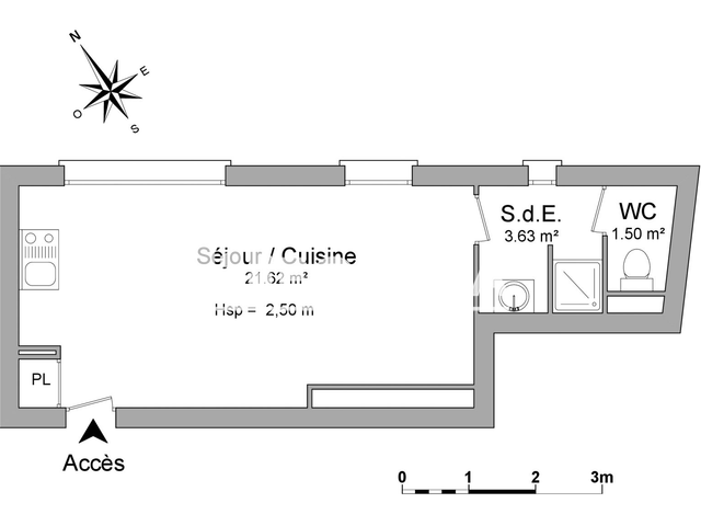 Studio meublé (26.75 m²) à louer - Rouen (76000)