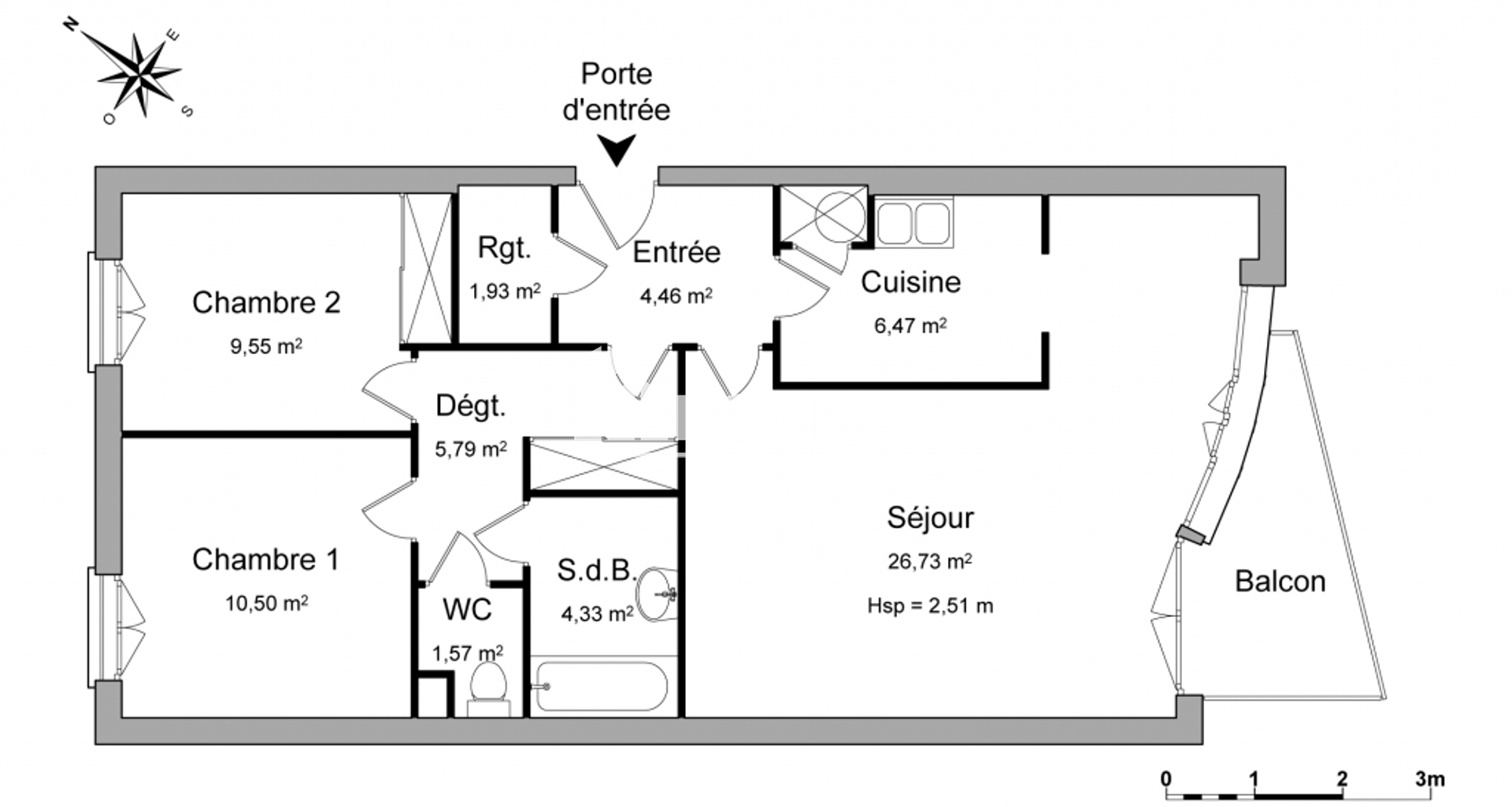 Appartement 3 pièces (71.33 m²) à louer - Orléans (45100)