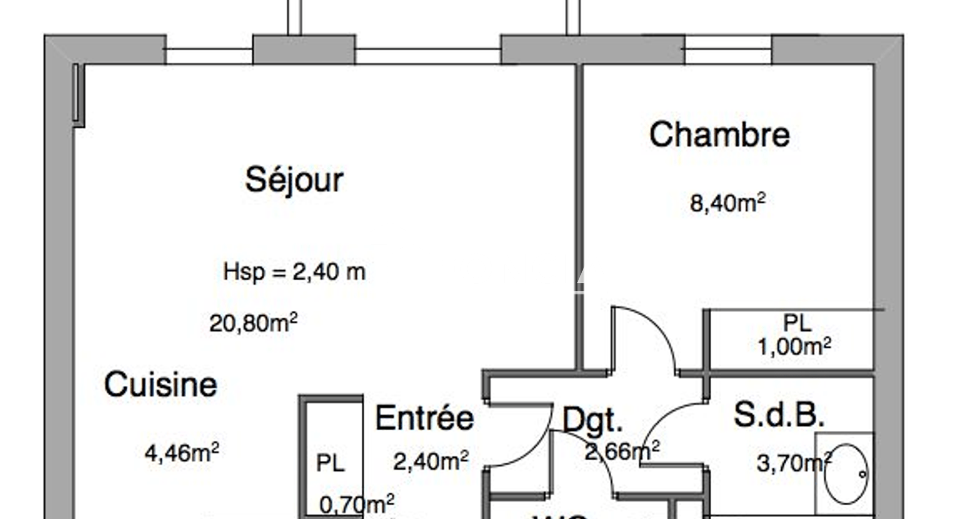 Appartement 2 pièces (42.67 m²) à louer - La Rivière-saint-sauveur (14600)