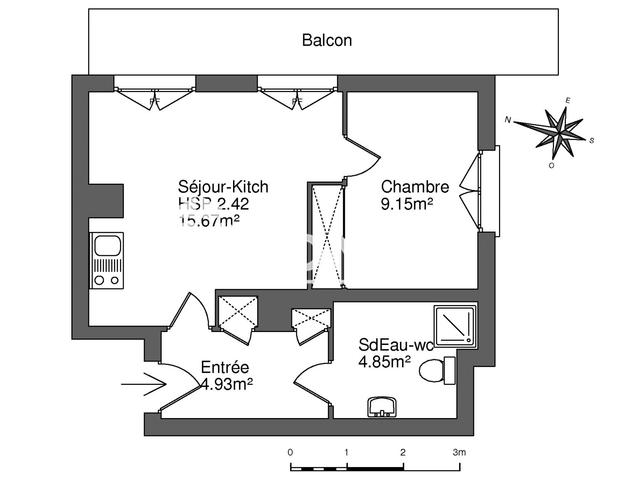 Appartement 2 pièces (34.6 m²) à louer - Le Havre (76600)