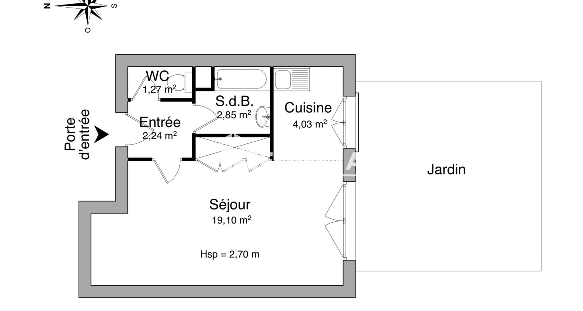 Studio (29.49 m²) à louer - Châtenay-malabry (92290)