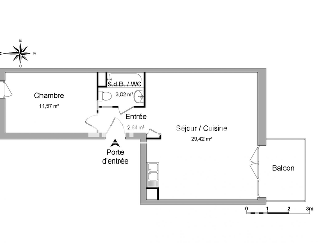 Appartement 2 pièces (46.65 m²) à louer - Caen (14000)