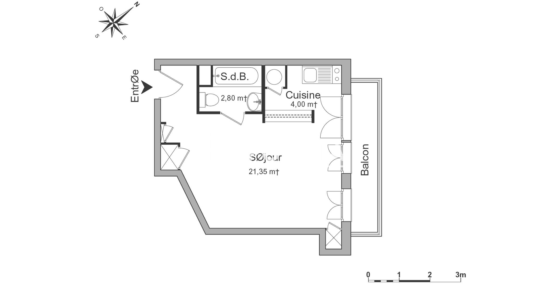 Studio (28.15 m²) à louer - Saint-maurice (94410)