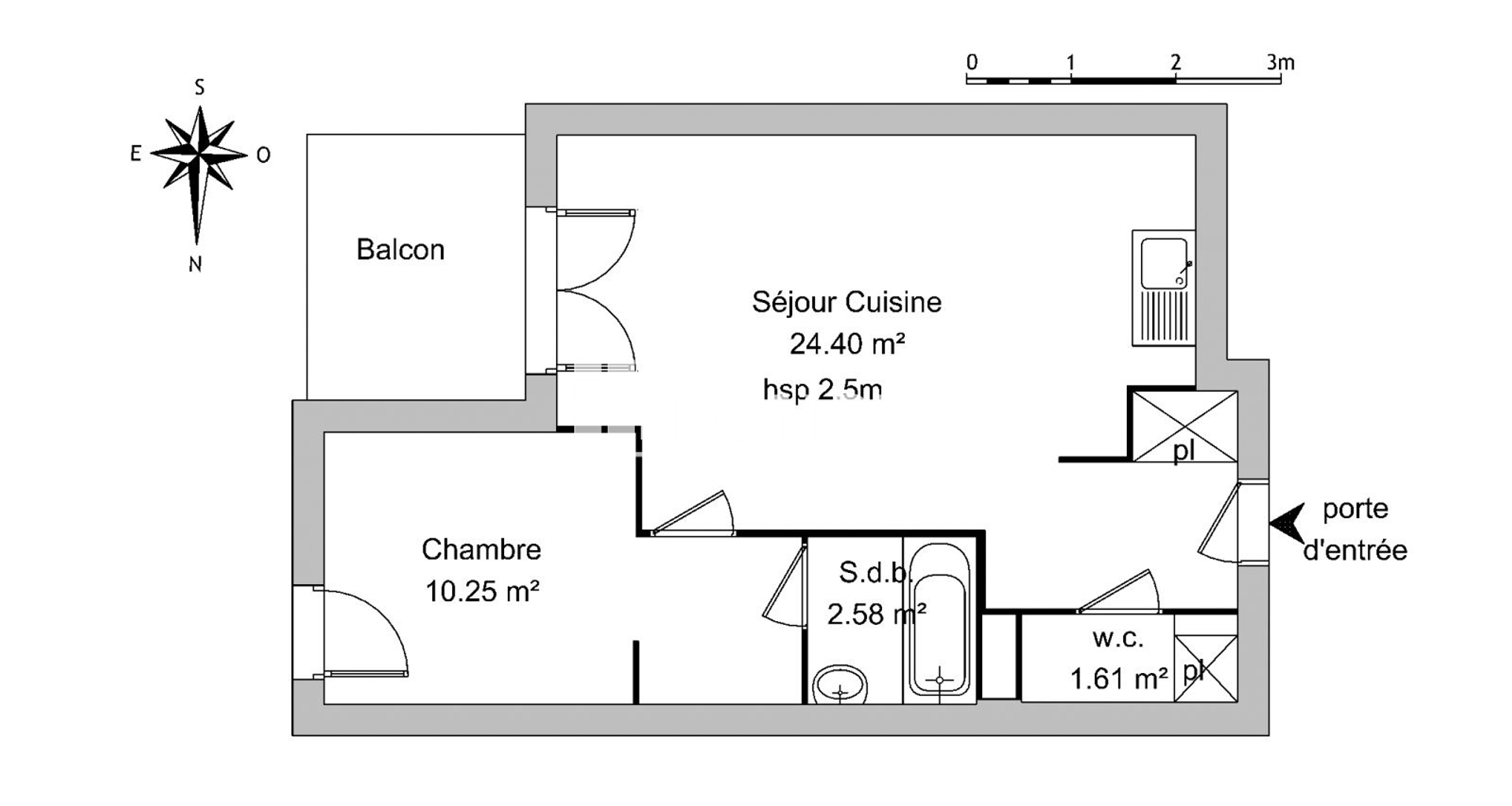 Appartement 2 pièces (38.84 m²) à louer - Montpellier (34090)