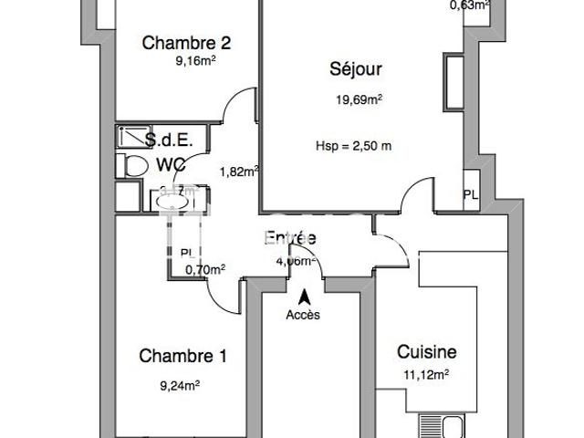 Appartement 3 pièces (59.66 m²) à louer - Rouen (76000)