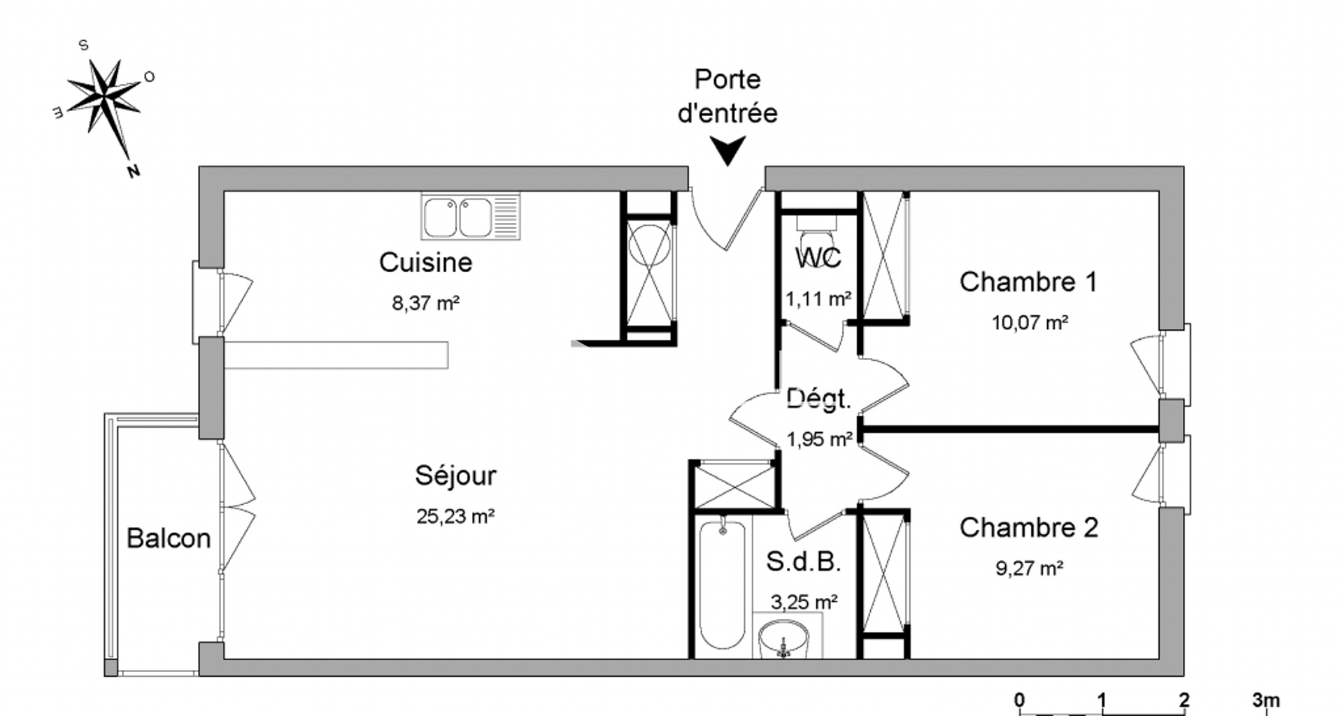 Appartement 3 pièces (59.25 m²) à louer - Conflans-sainte-honorine (78700)