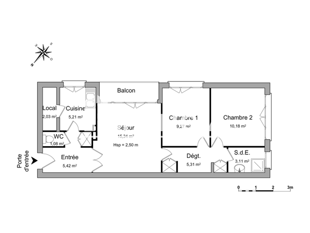 Appartement 3 pièces (56.95 m²) à louer - Eaubonne (95600)