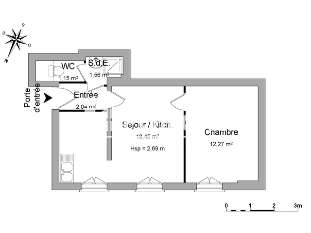 Appartement 2 pièces (35.47 m²) à louer - Rouen (76000)