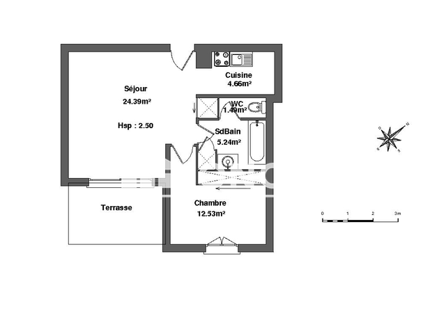 Appartement meublé 2 pièces (48.31 m²) à louer - Nimes (30000)