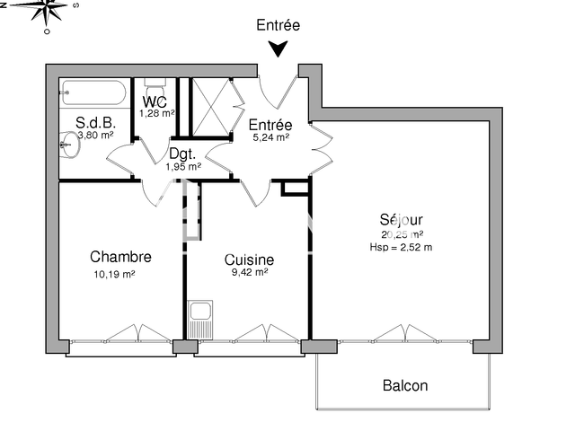 Appartement 2 pièces (52.13 m²) à louer - Rennes (35000)