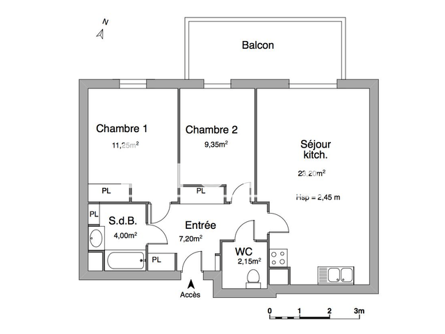Appartement 3 pièces (57.15 m²) à louer - Montpellier (34070)