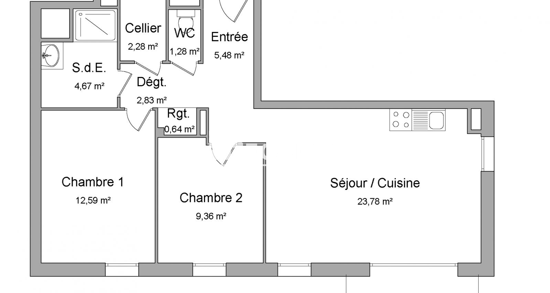 Appartement 3 pièces (62.91 m²) à louer - Maromme (76150)