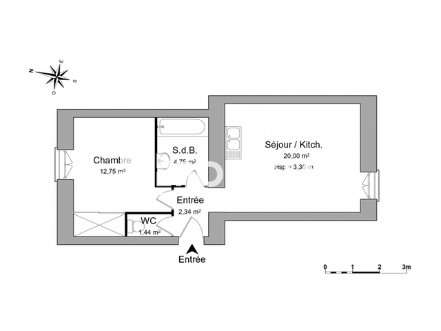 Appartement 2 pièces (41.28 m²) à louer - Nimes (30000)