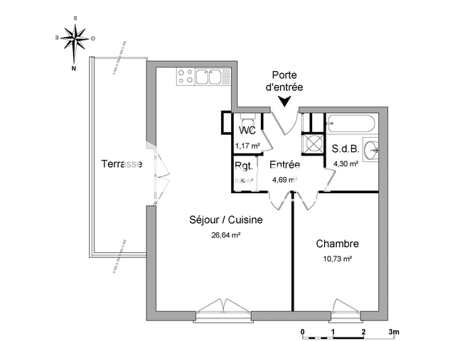Appartement 2 pièces (48.43 m²) à louer - Notre Dame De Bondeville (76960)