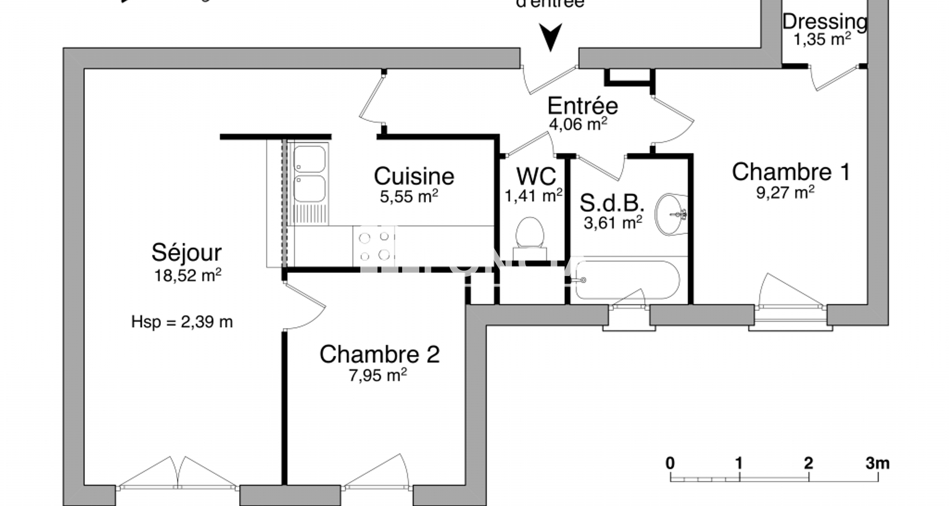 Appartement 3 pièces (51.72 m²) à louer - Saint-gratien (95210)