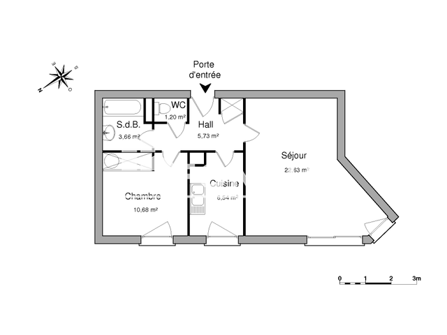 Appartement 2 pièces (50.44 m²) à louer - Rouen (76100)