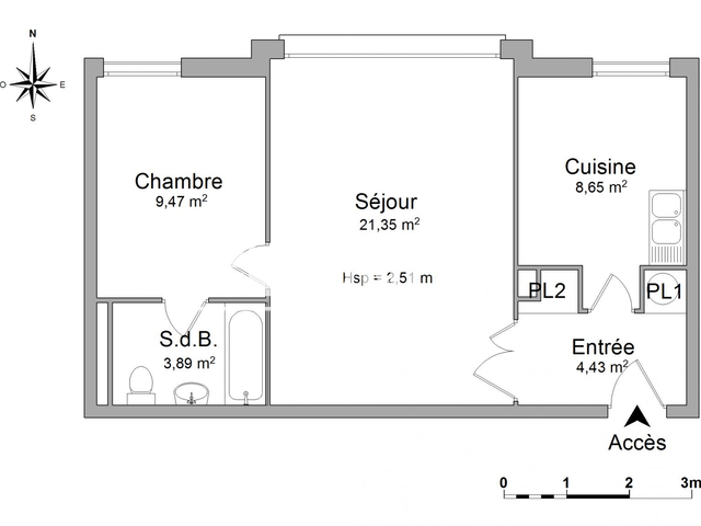 Appartement 2 pièces (47.79 m²) à louer - Lisieux (14100)