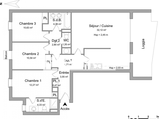 Appartement 4 pièces (87.13 m²) à louer - Montpellier (34000)