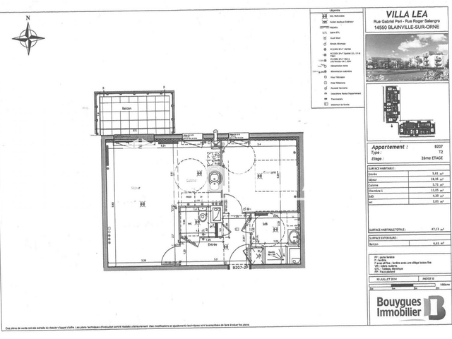 Appartement 2 pièces (47.13 m²) à louer - Blainville Sur Orne (14550)