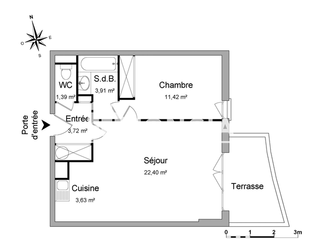 Appartement 2 pièces (46.47 m²) à louer - Clermont L'herault (34800)
