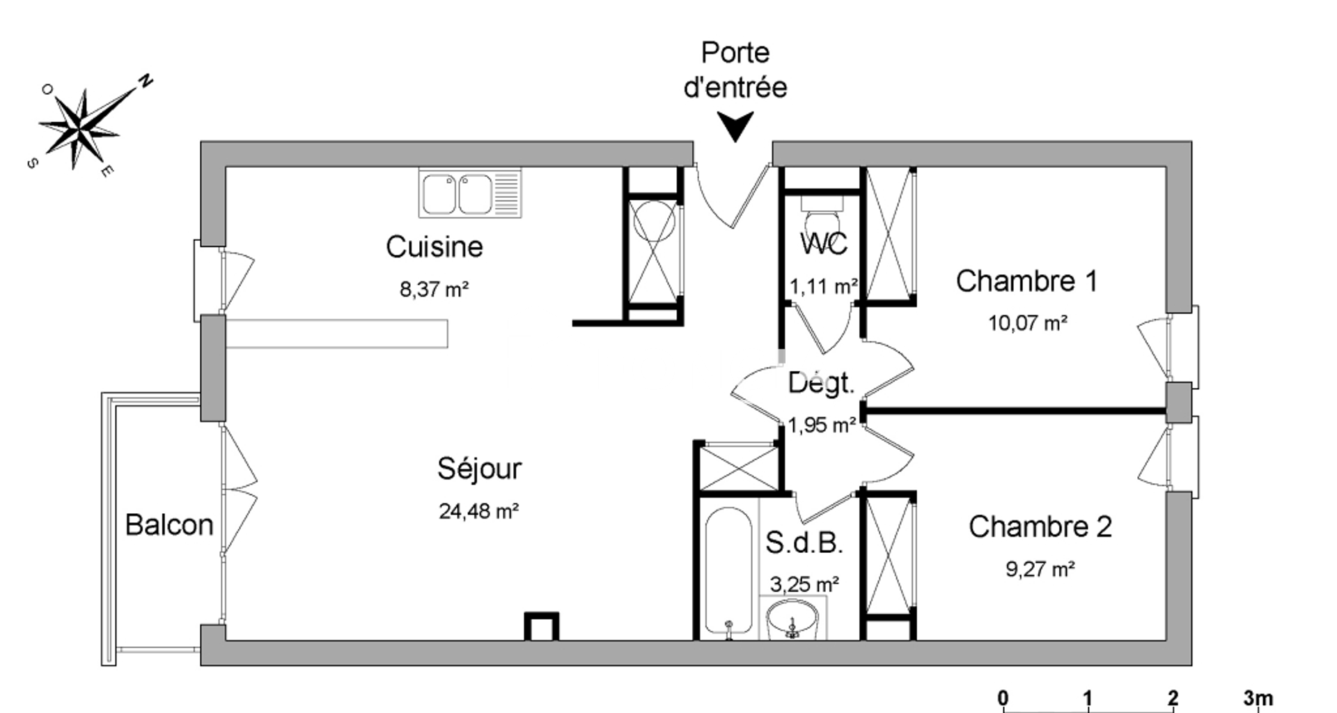 Appartement 3 pièces (58.5 m²) à louer - Conflans-sainte-honorine (78700)