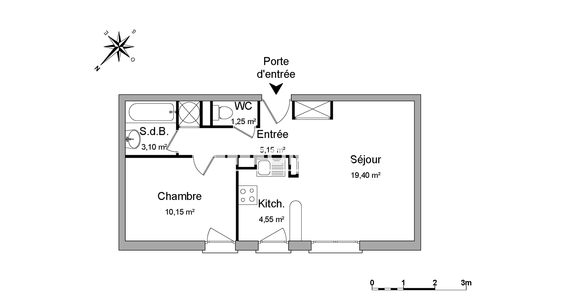 Appartement meublé 2 pièces (43.6 m²) à louer - Nîmes (30000)