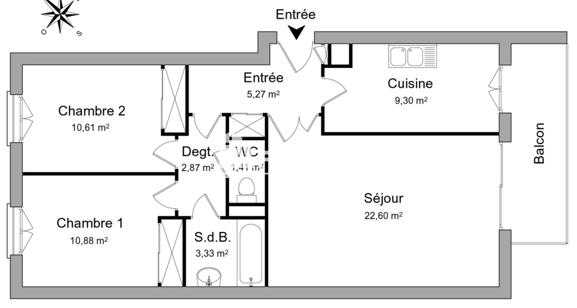 Appartement 3 pièces (66.27 m²) à louer - Le Plessis-robinson (92350)