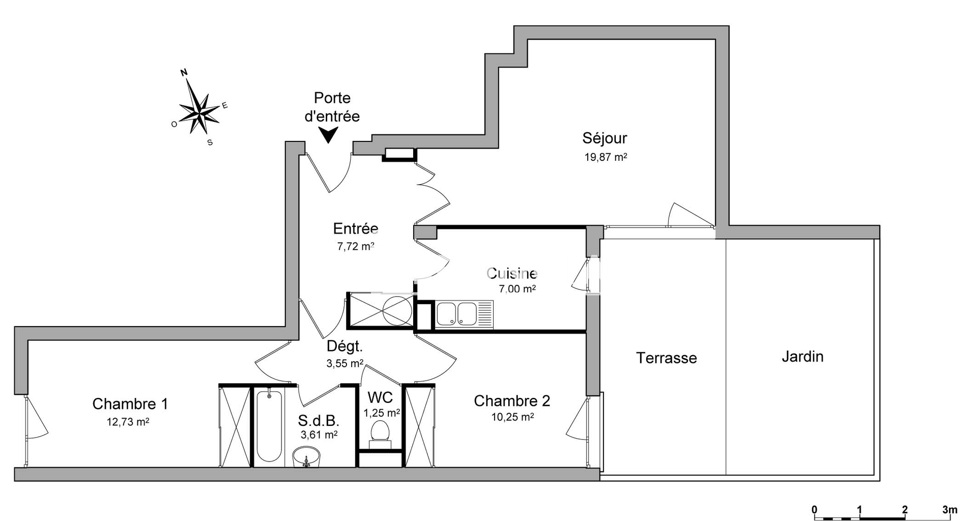 Appartement 3 pièces (65.98 m²) à louer - Châtenay-malabry (92290)