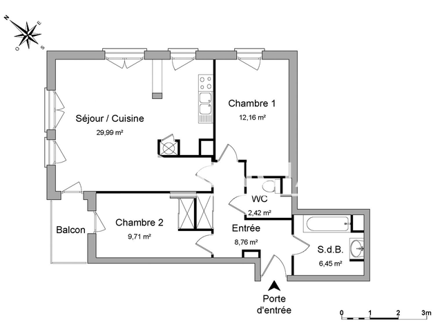 Appartement 3 pièces (69.48 m²) à louer - Caen (14000)