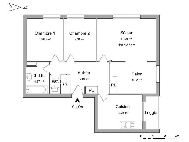 Appartement 4 pièces (74.35 m²) à louer - Rennes (35000)